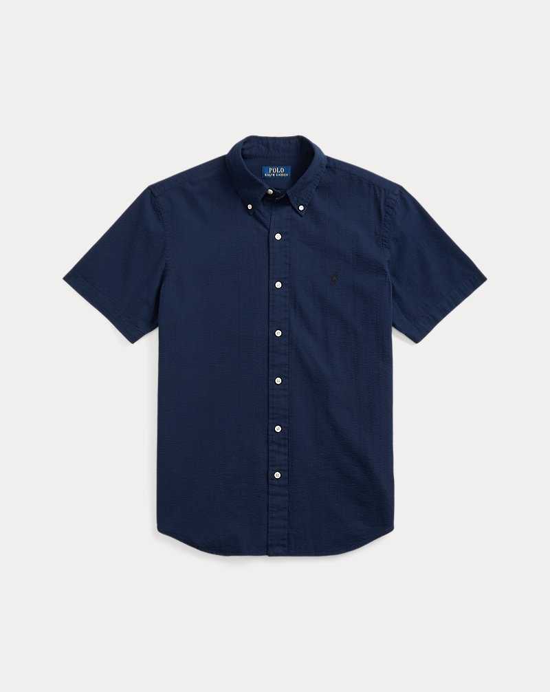 Camisas Ralph Lauren Custom Fit Seersucker Hombre Azul Marino | KLWJGXF-70 - vista 2