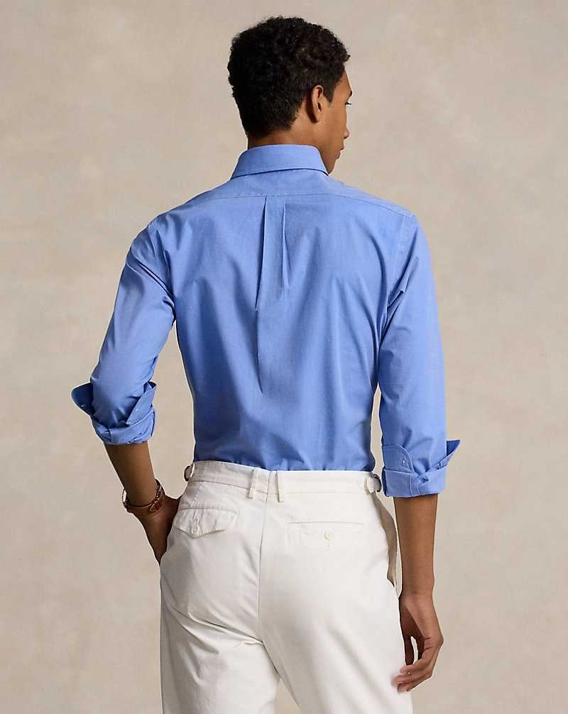 Camisas Ralph Lauren Custom Fit Stretch Poplin Hombre Azules | HIYTBQG-68 - vista 4