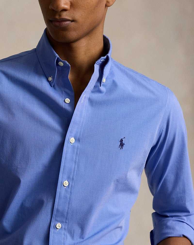 Camisas Ralph Lauren Custom Fit Stretch Poplin Hombre Azules | HIYTBQG-68 - vista 5