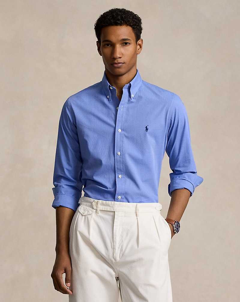 Camisas Ralph Lauren Custom Fit Stretch Poplin Hombre Azules | HIYTBQG-68 - vista 1
