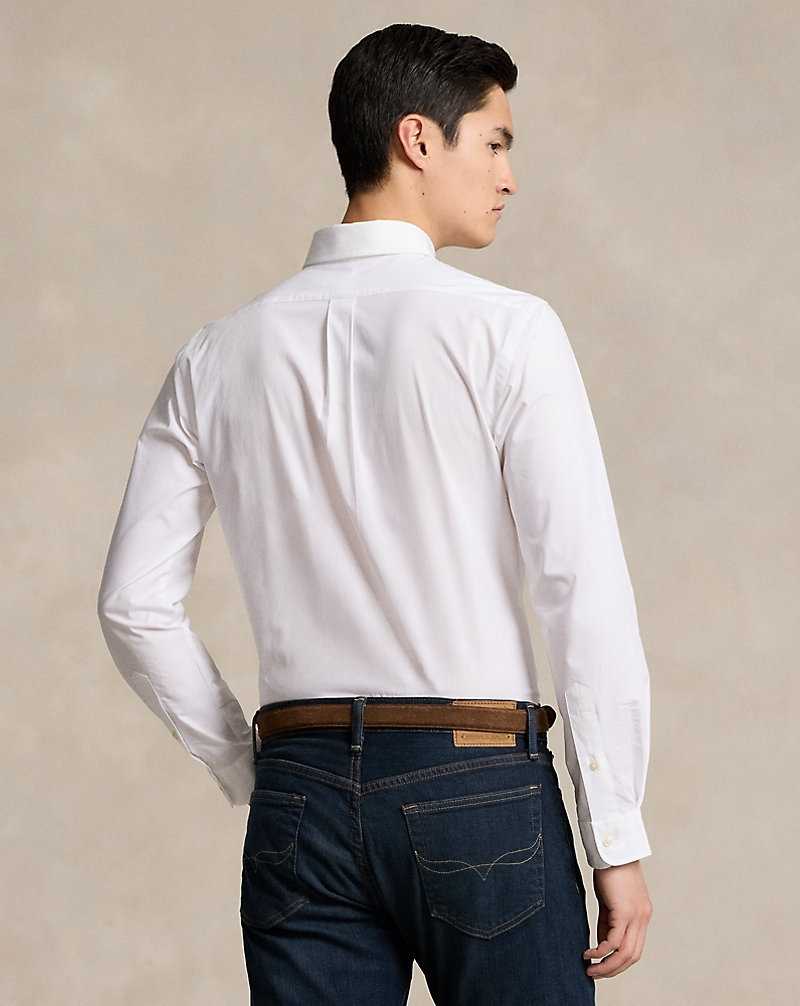 Camisas Ralph Lauren Custom Fit Stretch Poplin Hombre Blancos | YPGIKZH-15 - vista 4