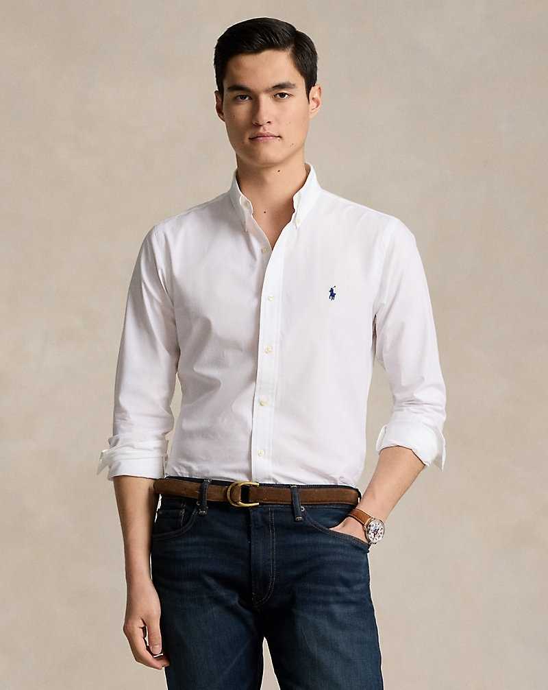 Camisas Ralph Lauren Custom Fit Stretch Poplin Hombre Blancos | YPGIKZH-15 - vista 1