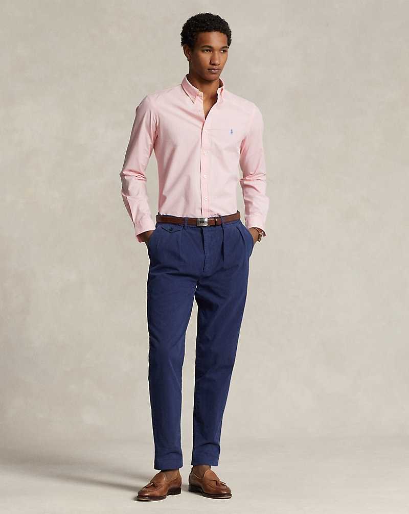 Camisas Ralph Lauren Custom Fit Stretch Poplin Hombre Rosas | QLVRZXM-42 - vista 3