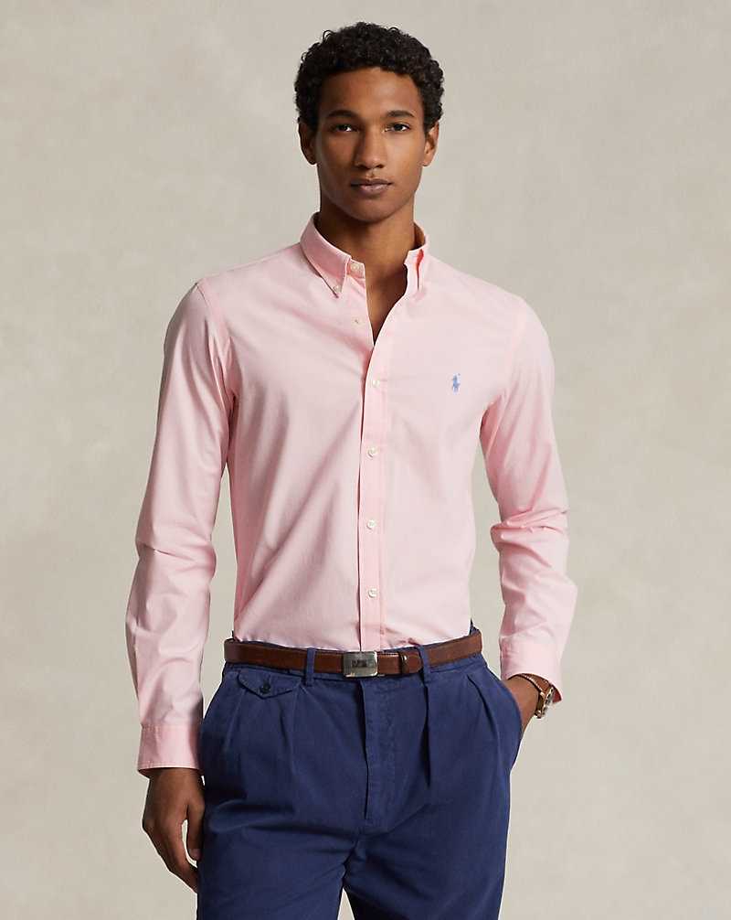 Camisas Ralph Lauren Custom Fit Stretch Poplin Hombre Rosas | QLVRZXM-42 - vista 1