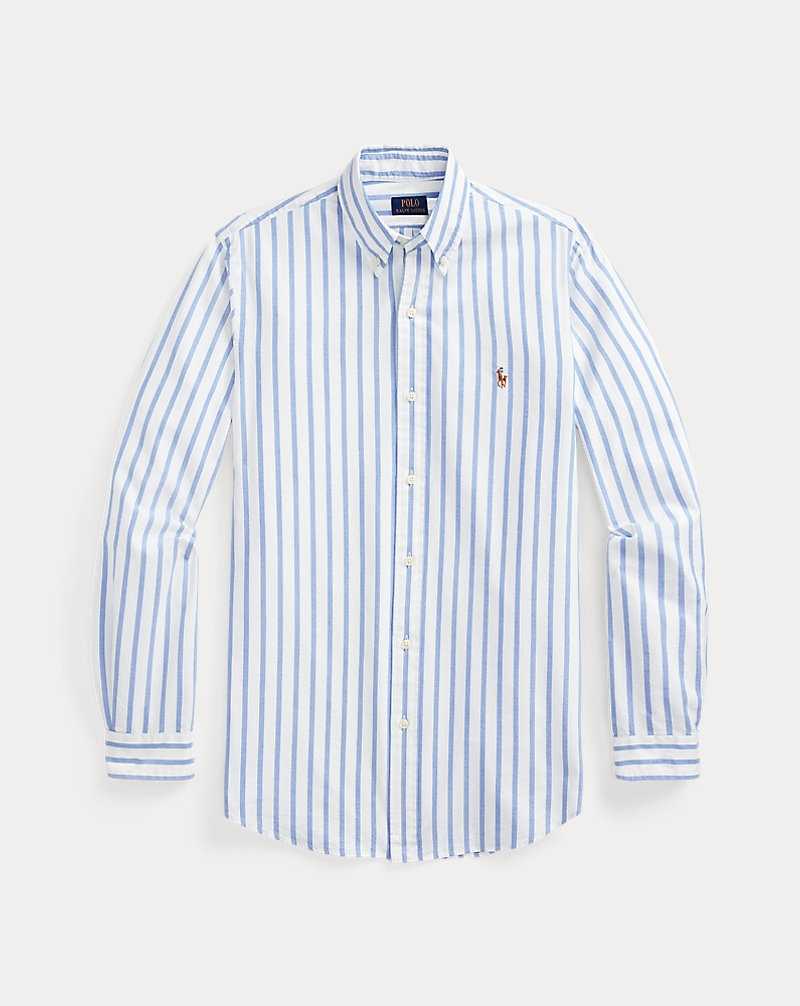 Camisas Ralph Lauren Custom Fit Striped Oxford Hombre Blue/White | ADXCOQI-21 - vista 2