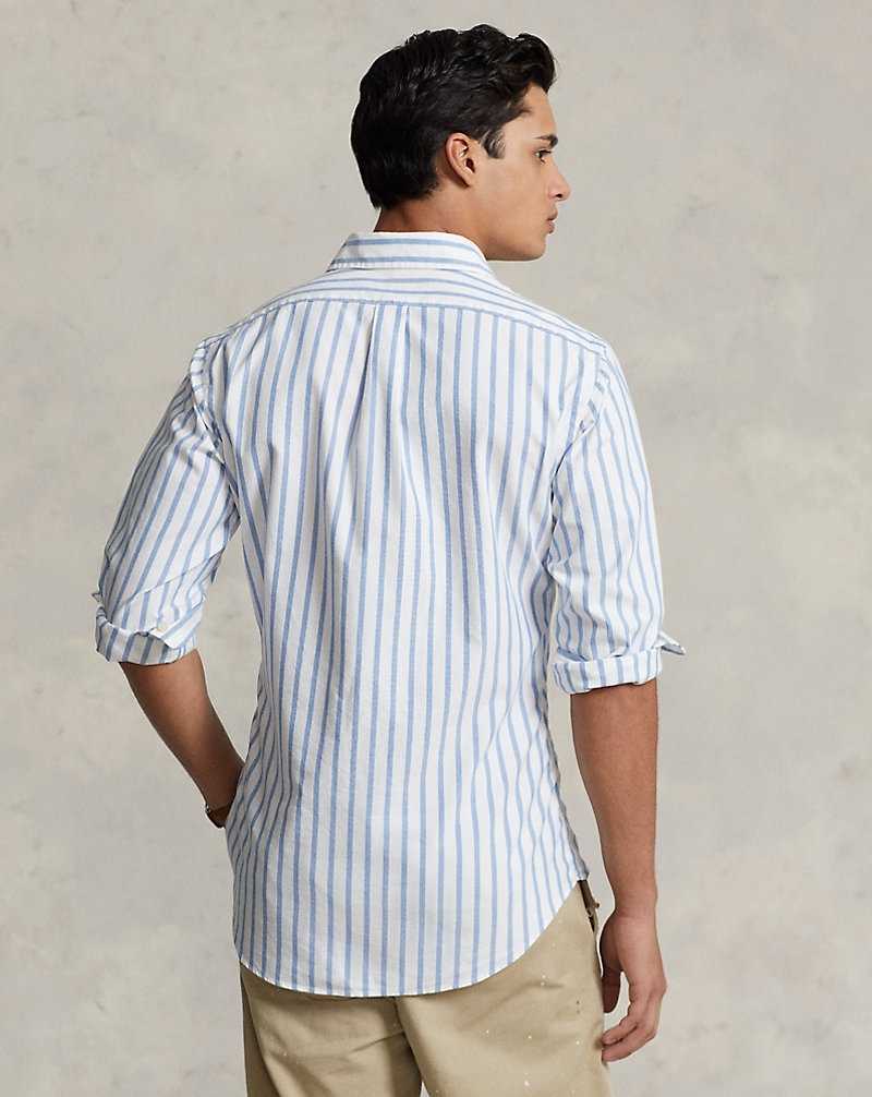 Camisas Ralph Lauren Custom Fit Striped Oxford Hombre Blue/White | ADXCOQI-21 - vista 4