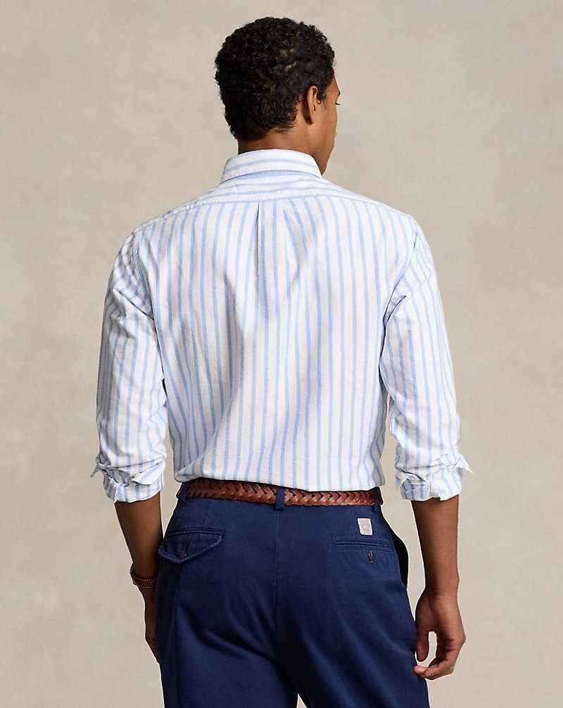 Camisas Ralph Lauren Custom Fit Striped Oxford Hombre Blancos Azules | TVHMEUS-49 - vista 4