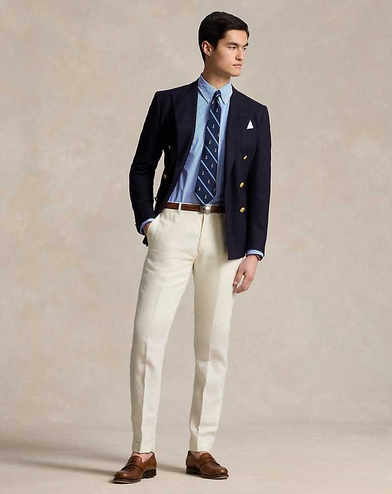 Camisas Ralph Lauren Custom Fit Striped Stretch Poplin Hombre Azules | CHYGLFU-15 - vista 3