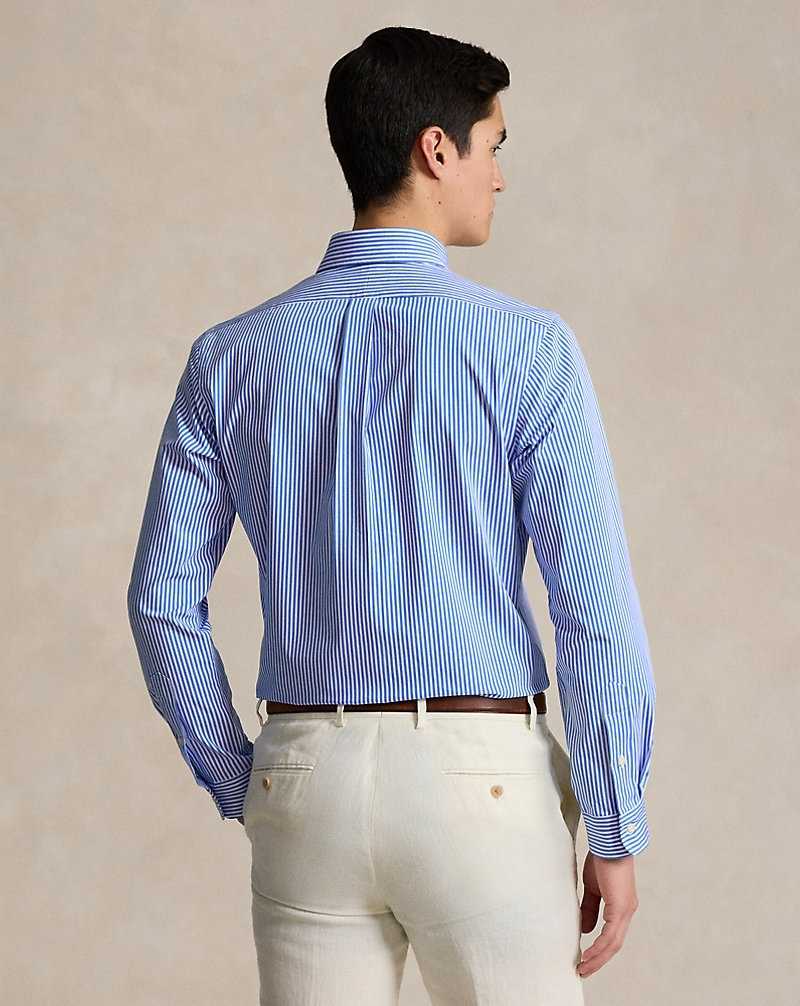 Camisas Ralph Lauren Custom Fit Striped Stretch Poplin Hombre Azules | CHYGLFU-15 - vista 4