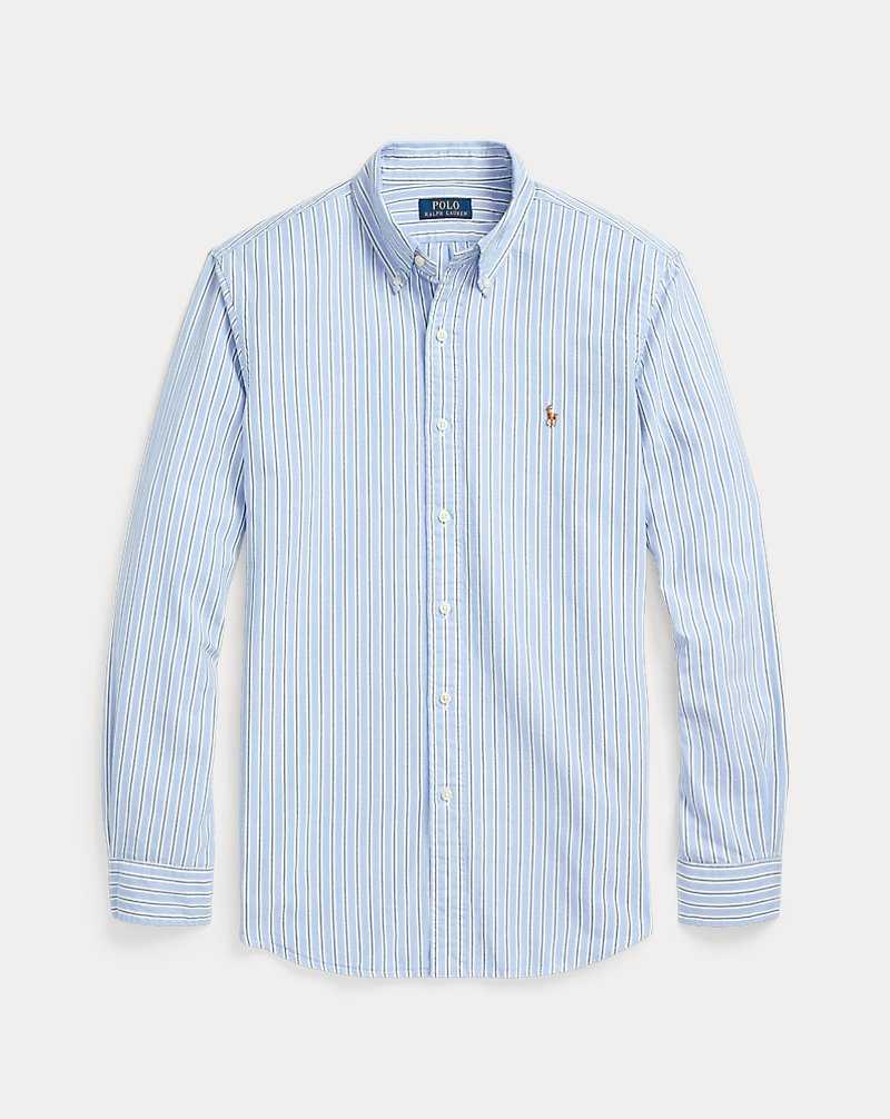 Camisas Ralph Lauren Custom Fit Striped Oxford Hombre Blue/White Multi | SKEMYGV-71 - vista 2