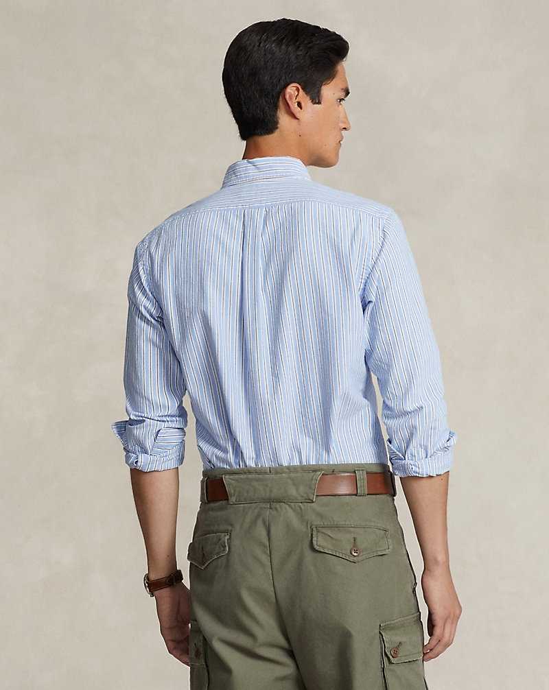 Camisas Ralph Lauren Custom Fit Striped Oxford Hombre Blue/White Multi | SKEMYGV-71 - vista 4