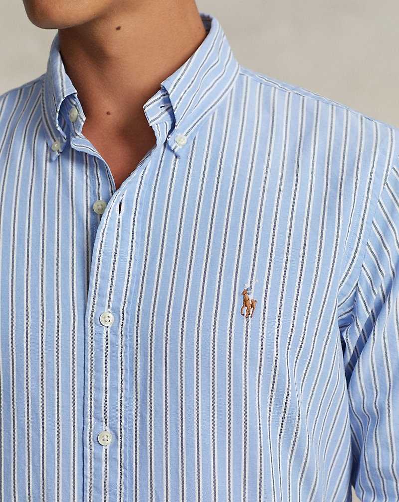 Camisas Ralph Lauren Custom Fit Striped Oxford Hombre Blue/White Multi | SKEMYGV-71 - vista 5
