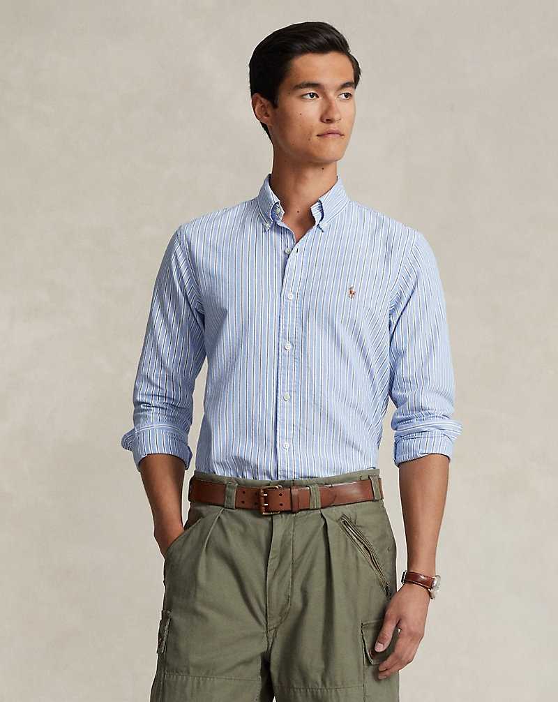 Camisas Ralph Lauren Custom Fit Striped Oxford Hombre Blue/White Multi | SKEMYGV-71 - vista 1