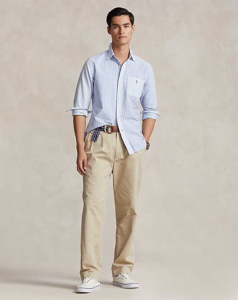 Camisas Ralph Lauren Custom Fit Striped Oxford Fun Hombre Azules | QKYUOJN-02 - vista 3