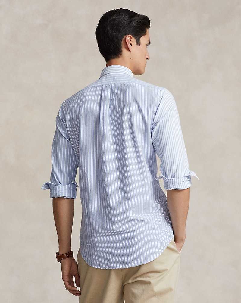 Camisas Ralph Lauren Custom Fit Striped Oxford Fun Hombre Azules | QKYUOJN-02 - vista 4
