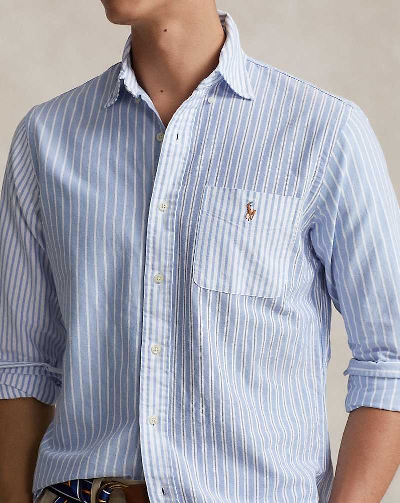 Camisas Ralph Lauren Custom Fit Striped Oxford Fun Hombre Azules | QKYUOJN-02 - vista 5