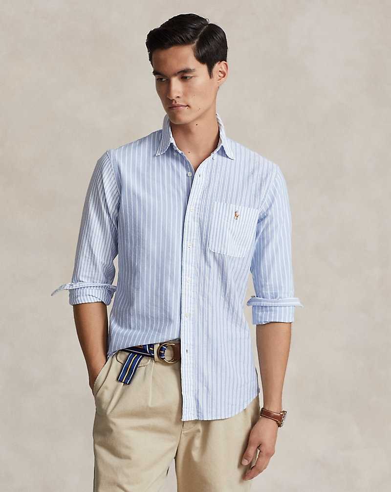 Camisas Ralph Lauren Custom Fit Striped Oxford Fun Hombre Azules | QKYUOJN-02 - vista 1