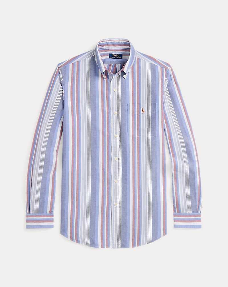 Camisas Ralph Lauren Custom Fit Striped Oxford Hombre Azules Rojos | CQGVOWF-87 - vista 2