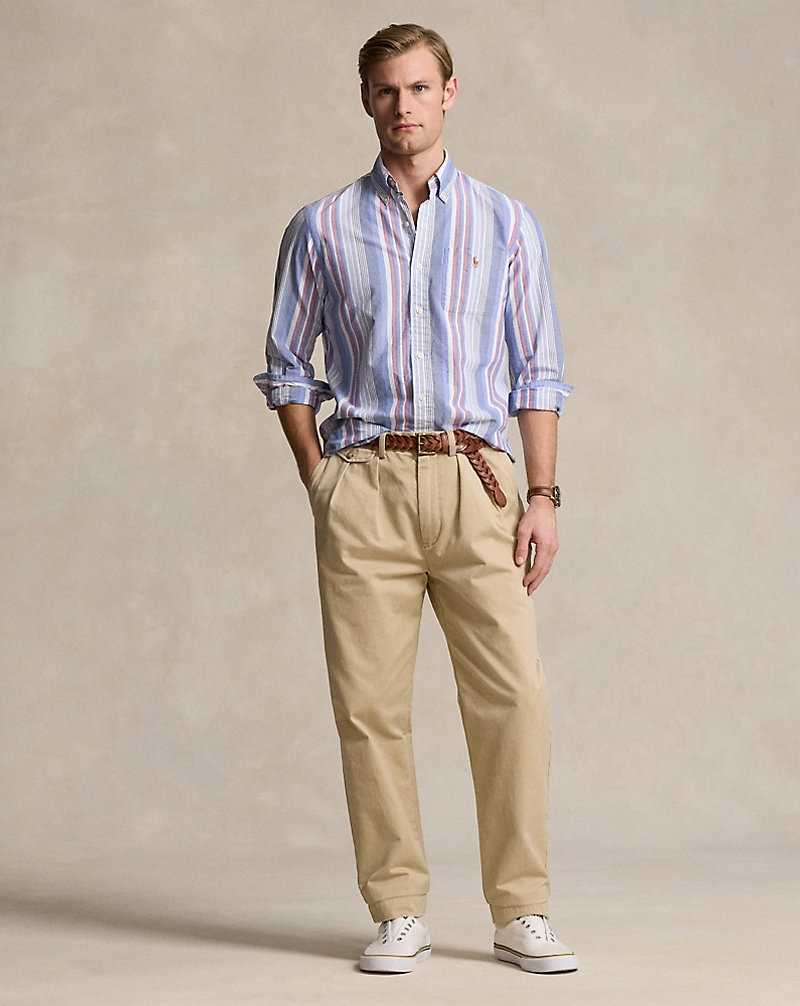 Camisas Ralph Lauren Custom Fit Striped Oxford Hombre Azules Rojos | CQGVOWF-87 - vista 3