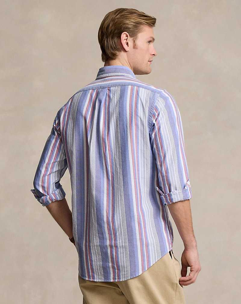 Camisas Ralph Lauren Custom Fit Striped Oxford Hombre Azules Rojos | CQGVOWF-87 - vista 4