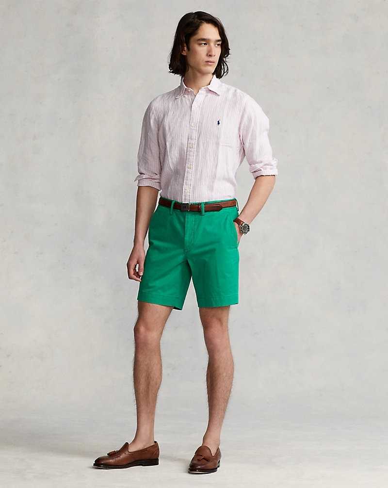 Camisas Ralph Lauren Custom Fit Striped Linen Hombre 5137b Pink/White | TCLPQOS-38 - vista 3