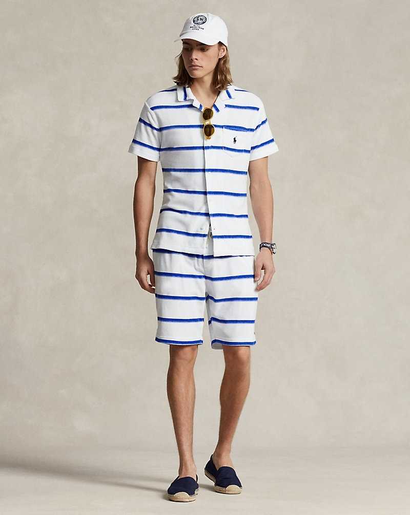 Camisas Ralph Lauren Custom Slim Fit Striped Terry Camp Hombre Ombre Painted Stripes Blu | DFOKYXW-47 - vista 3