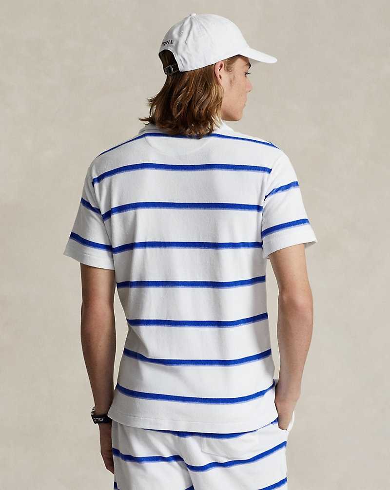 Camisas Ralph Lauren Custom Slim Fit Striped Terry Camp Hombre Ombre Painted Stripes Blu | DFOKYXW-47 - vista 4