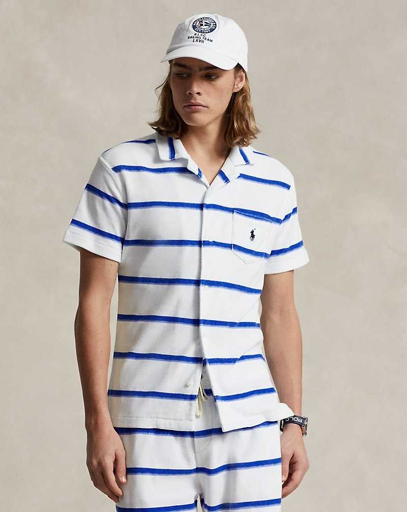 Camisas Ralph Lauren Custom Slim Fit Striped Terry Camp Hombre Ombre Painted Stripes Blu | DFOKYXW-47 - vista 1