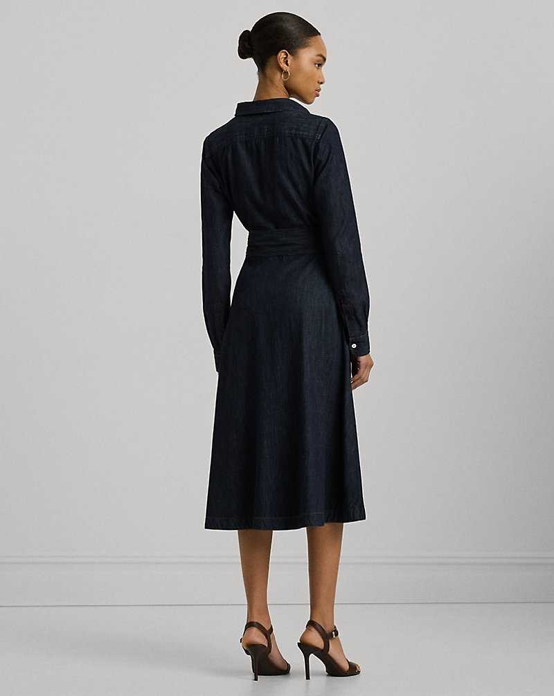 Camisas Ralph Lauren Denim Long-Sleeve Midi Mujer Azules Azules | XABMCNZ-79 - vista 4