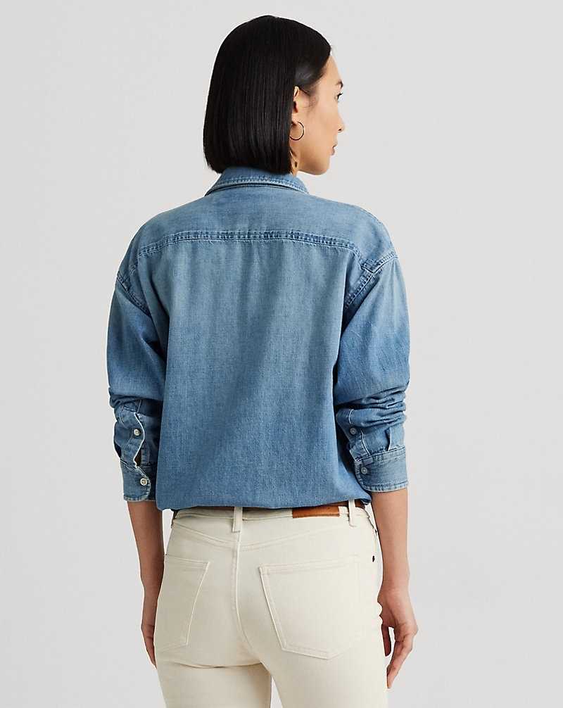 Camisas Ralph Lauren Denim Mujer Azules | OIJBLFW-21 - vista 4