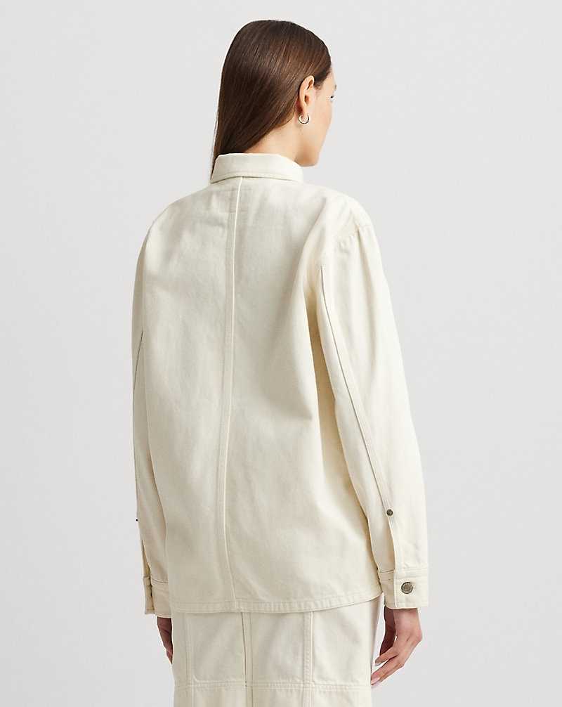 Camisas Ralph Lauren Denim Mujer Creme Azules | DMZQUFG-53 - vista 4