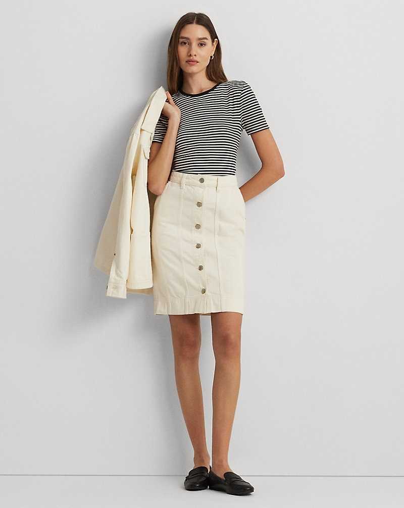 Camisas Ralph Lauren Denim Pencil Miniskirt Mujer Creme Azules | SGRZKVO-23 - vista 1