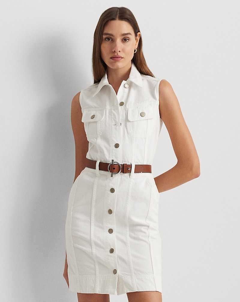 Camisas Ralph Lauren Denim Trucker Sleeveless Mujer Blancos Azules | XPNZVDU-45 - vista 3