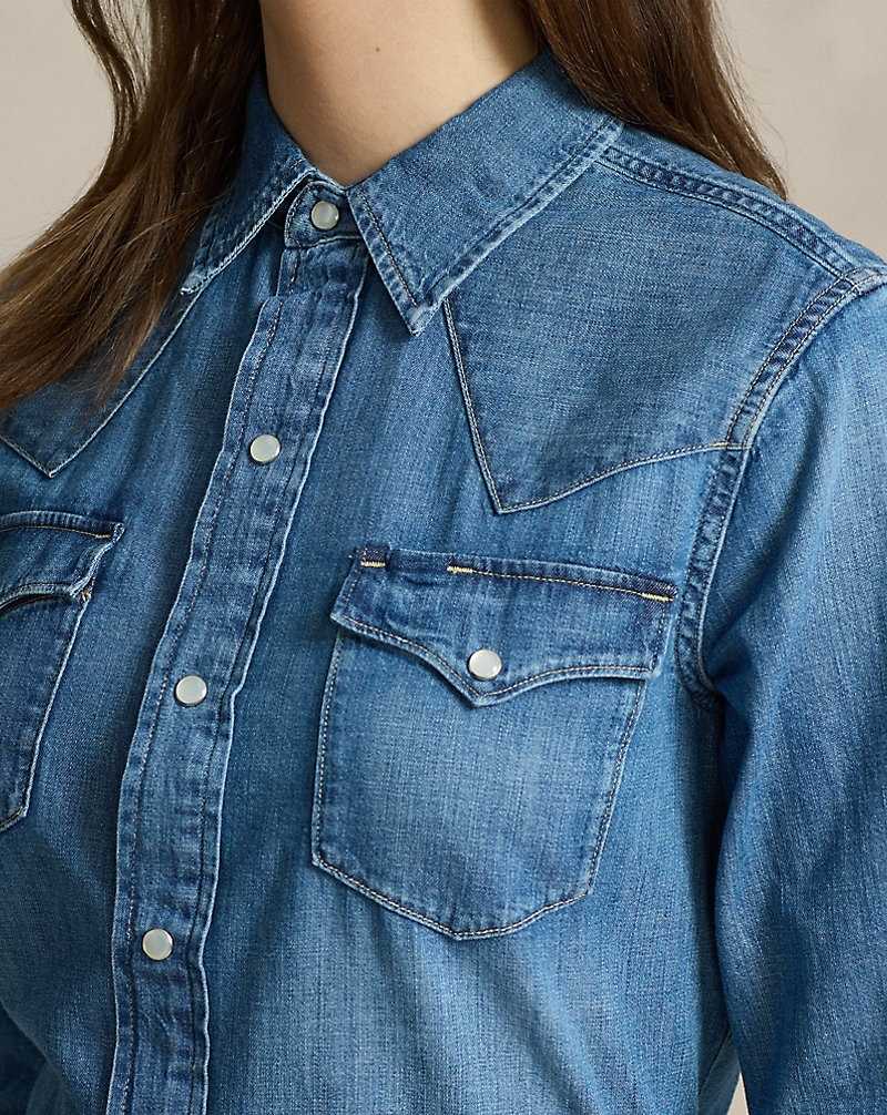 Camisas Ralph Lauren Denim Western Mujer Azules | XLRJBWA-46 - vista 5