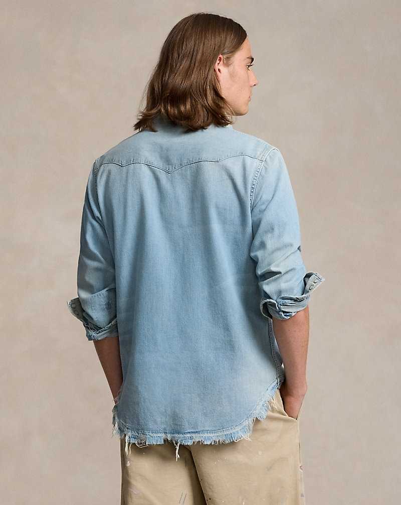 Camisas Ralph Lauren Distressed Denim Western Hombre Valbonne | TPBDRHM-79 - vista 4
