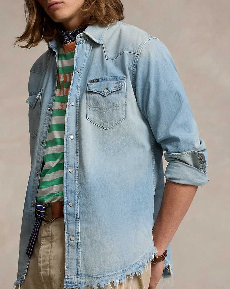 Camisas Ralph Lauren Distressed Denim Western Hombre Valbonne | TPBDRHM-79 - vista 5