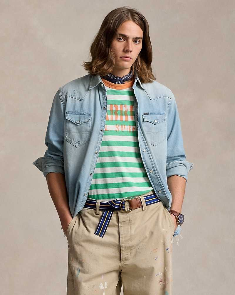 Camisas Ralph Lauren Distressed Denim Western Hombre Valbonne | TPBDRHM-79 - vista 1
