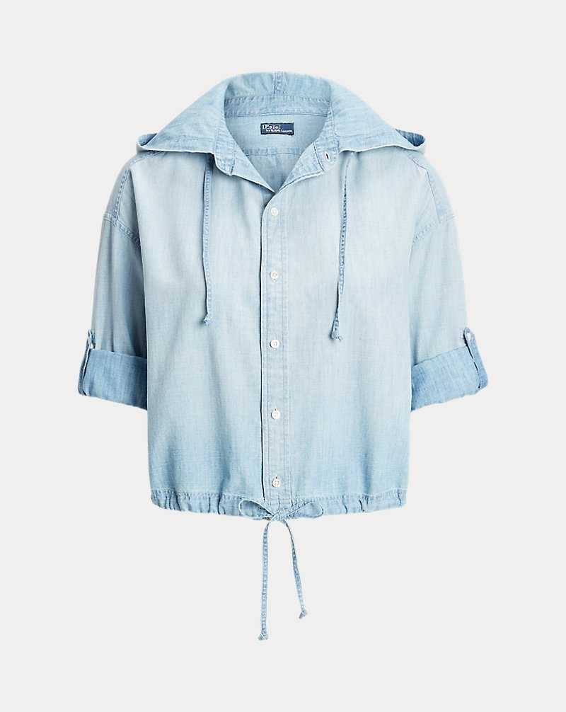 Camisas Ralph Lauren Drawstring Chambray Hooded Mujer Chambray | OPYJSAD-51 - vista 2