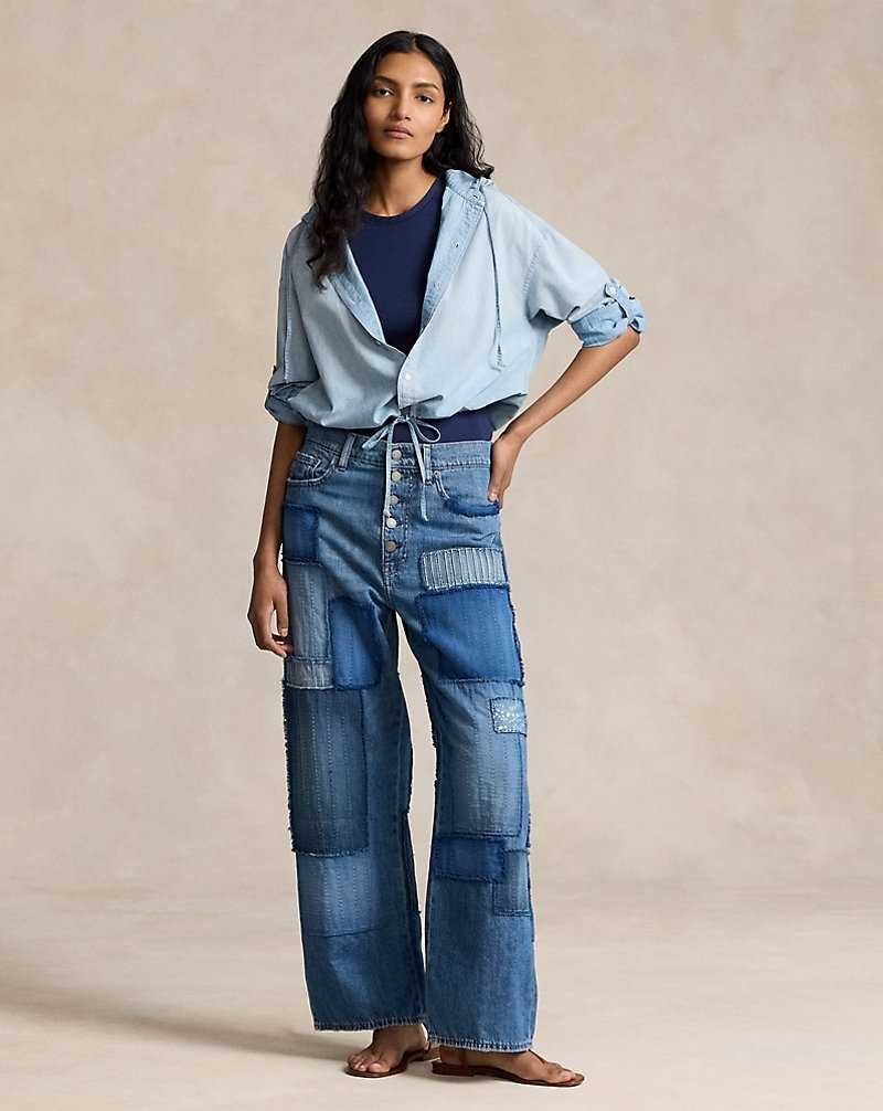 Camisas Ralph Lauren Drawstring Chambray Hooded Mujer Chambray | OPYJSAD-51 - vista 3