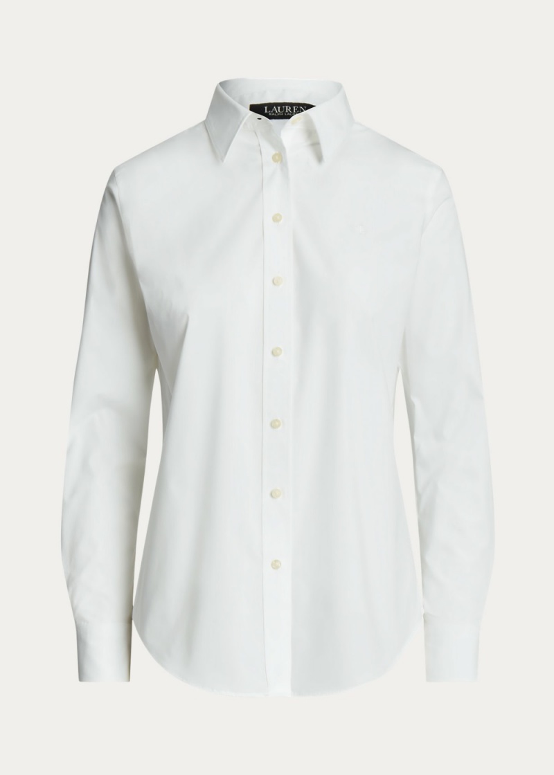 Camisas Easy Care Stretch Algodon Mujer Blancos | VYIJ29607 - vista 3