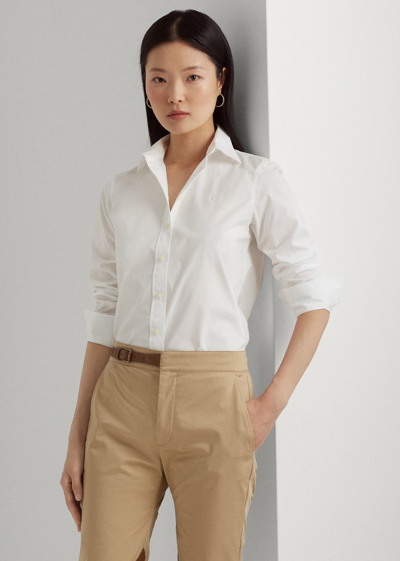 Camisas Easy Care Stretch Algodon Mujer Blancos | VYIJ29607 - vista 1