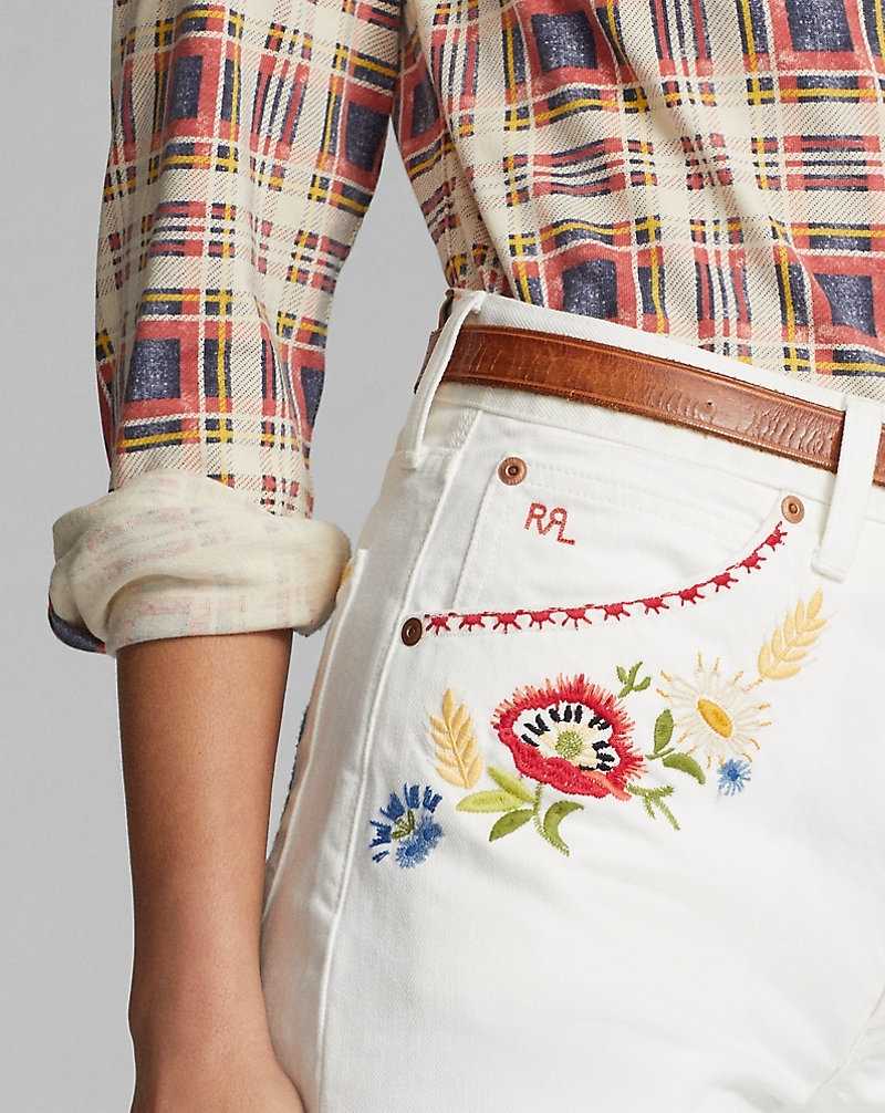 Camisas Ralph Lauren Embroidered Denim Mujer Antique White/Multi | WVTBOPM-29 - vista 5