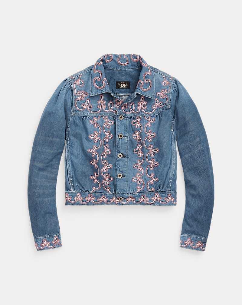 Camisas Ralph Lauren Embroidered Denim Mujer Blue/Pink | ORXVTQW-08 - vista 1