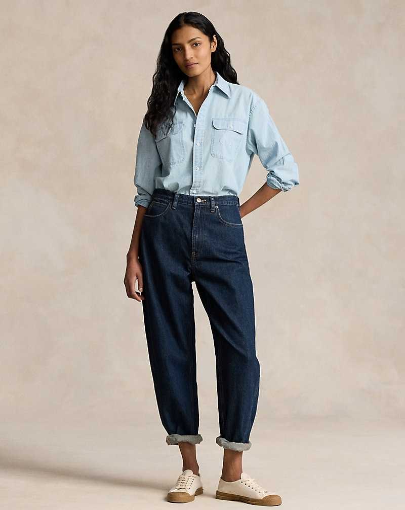 Camisas Ralph Lauren Embroidered-Logo Chambray Mujer Chambray | FXKURYE-18 - vista 3