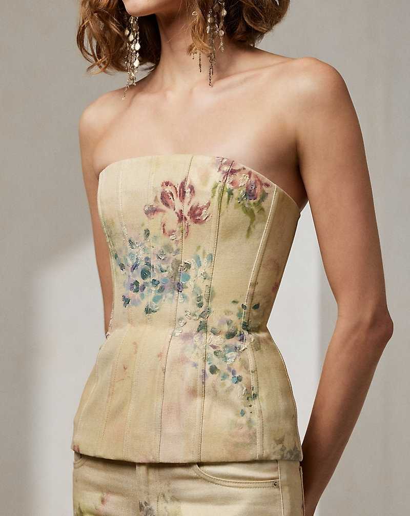 Camisas Ralph Lauren Evia Floral Denim Bustier Mujer | CIPWXVF-83 - vista 5