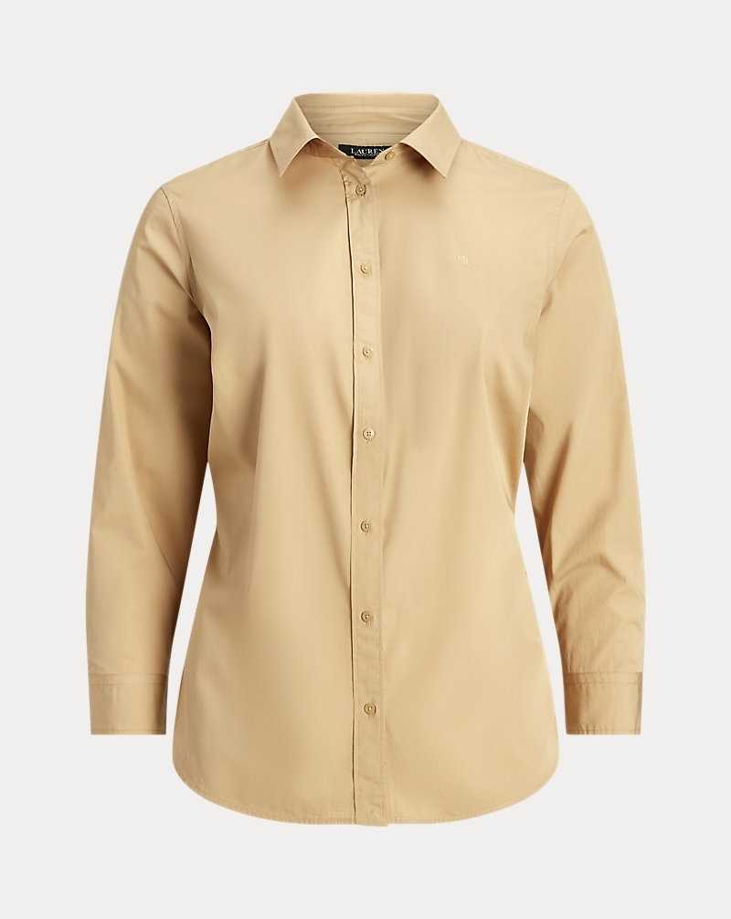 Camisas Ralph Lauren Featherweight Cotton Mujer Birch Tan | MWOAJIU-23 - vista 2