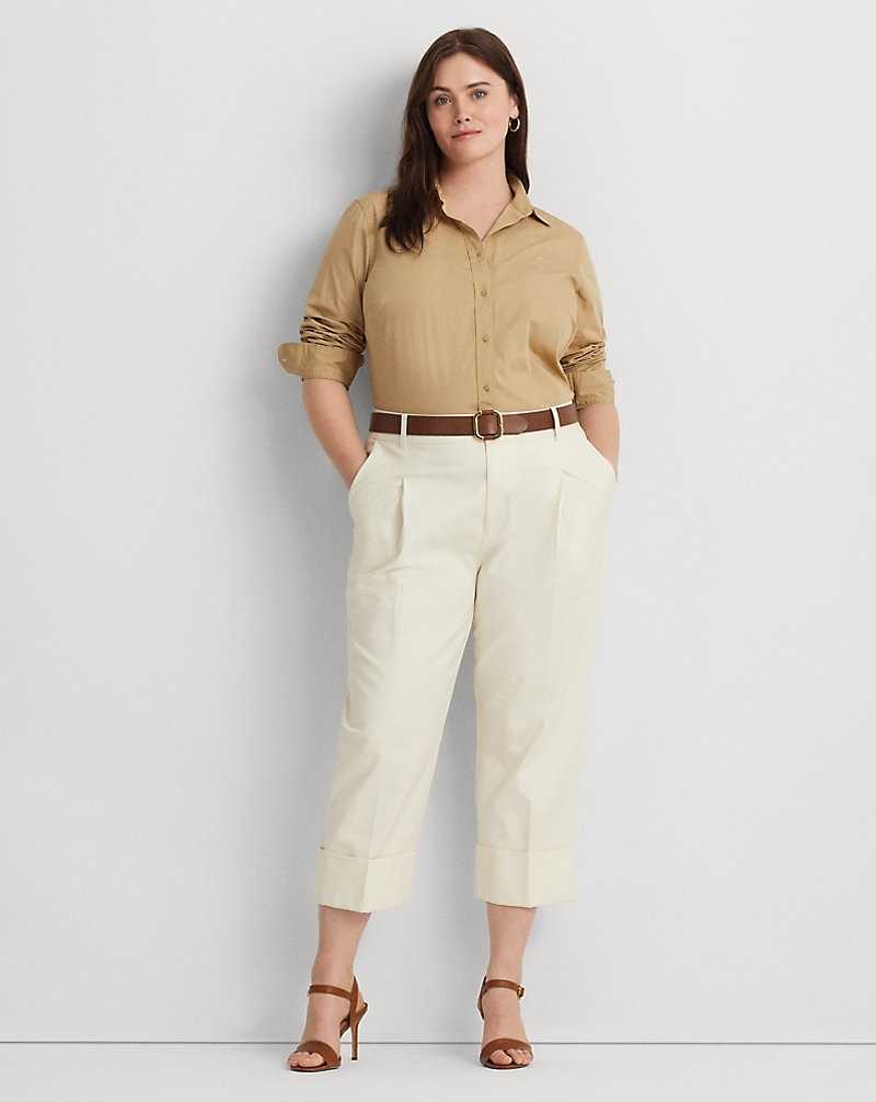 Camisas Ralph Lauren Featherweight Cotton Mujer Birch Tan | MWOAJIU-23 - vista 3