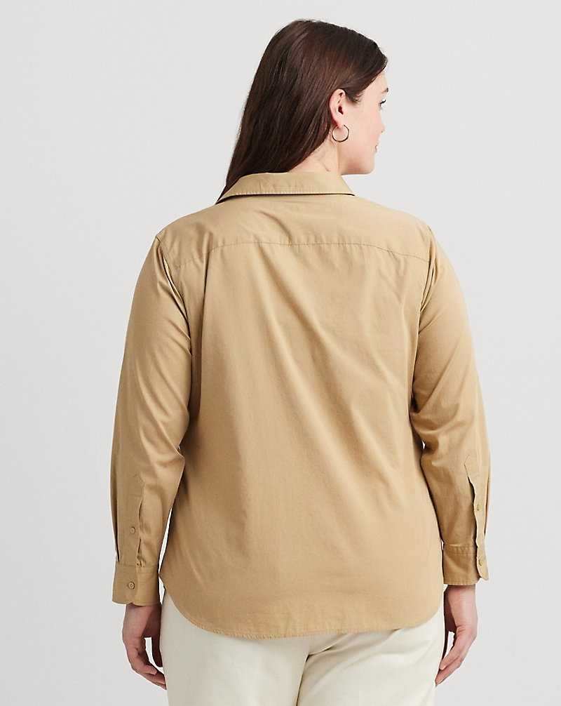 Camisas Ralph Lauren Featherweight Cotton Mujer Birch Tan | MWOAJIU-23 - vista 4
