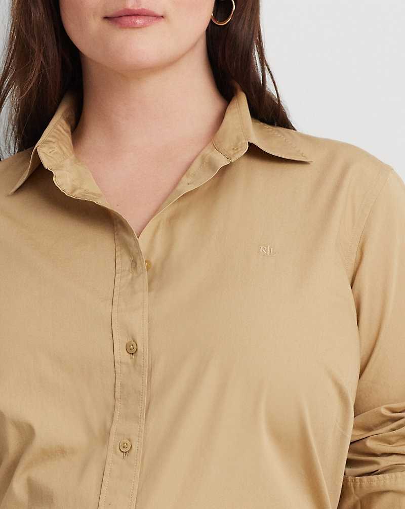 Camisas Ralph Lauren Featherweight Cotton Mujer Birch Tan | MWOAJIU-23 - vista 5