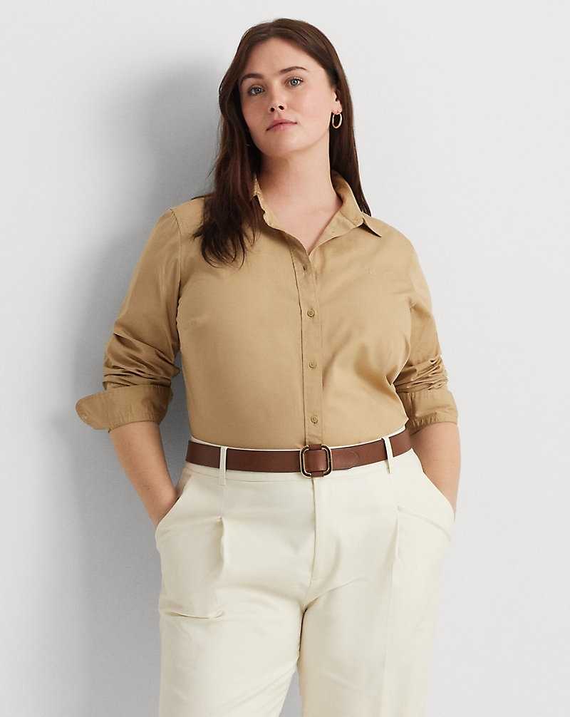 Camisas Ralph Lauren Featherweight Cotton Mujer Birch Tan | MWOAJIU-23 - vista 1